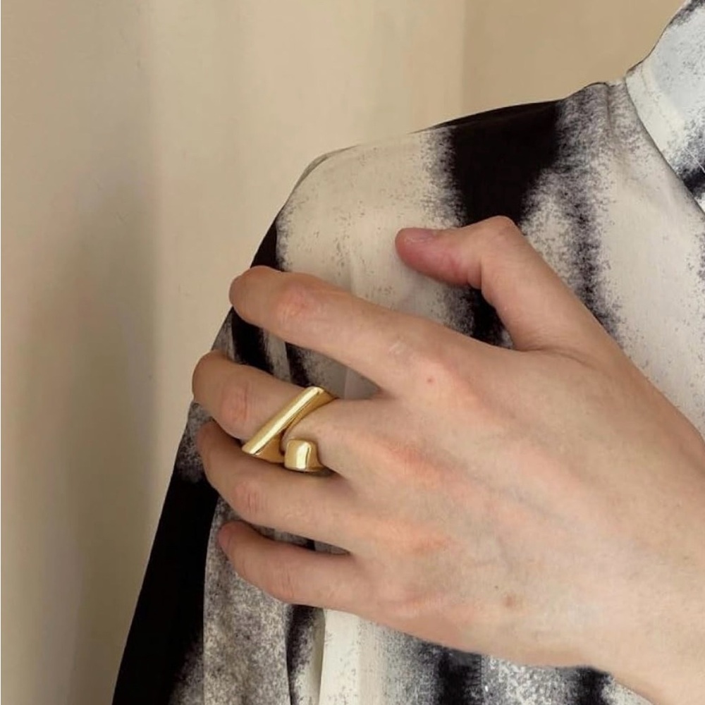 Adjustable Gold Geometric Ring